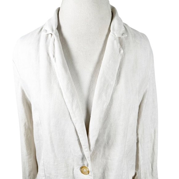 Anthropologie Velvet by Graham & Spencer Linen Blazer Ivory Women’s Size XS - Picture 7 of 10